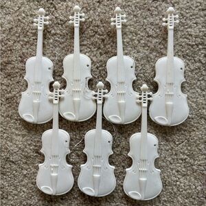 Lot Of Vintage Plastic Cello Violin Christmas Ornaments White Hong Kong